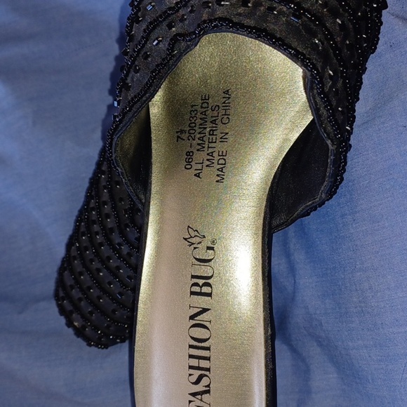 Fashion Bug Vintage Black beaded backless heels - Picture 7 of 7